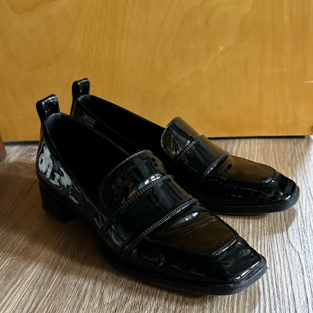 Aeyde Square Toe Black Loafers Patent